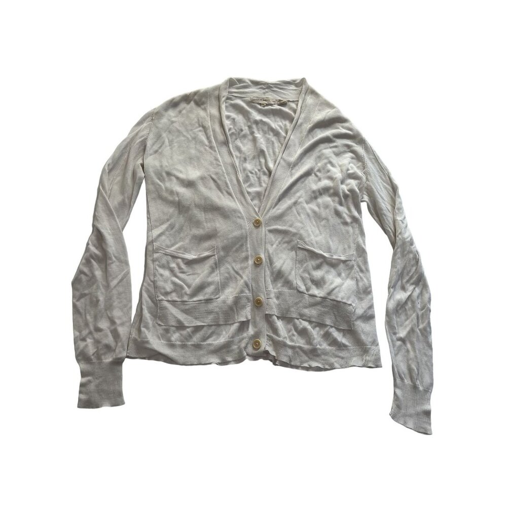 Inhabit V-Neck Cardigan in White
